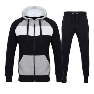 Ensemble de survêtement color block à capuche avec sweat-shirt zippé et pantalon de jogging coupe ample pour adultes - Product Image 2