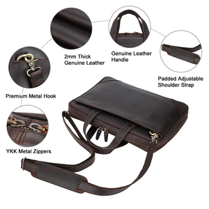 Funda de cuero para portátil con compartimento para zapatos, cierre de cremallera, funda de viaje, funda negra para portátil. - Product Image 4