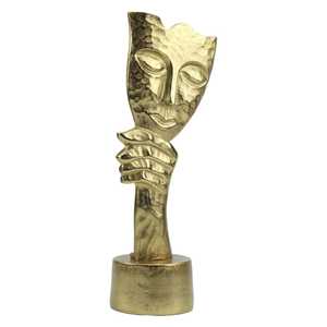 Home Decor Gold Plated Hand Holding Mask Sculpture Contemporary Art Decor for Tabletop Living Room Handmade <b>Figure</b> Design - Product Image 6