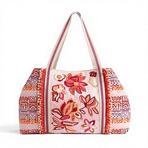 Floral Ethnic Tote <b>Bag</b> Embroidered <b>Shoulder</b> Handbag for Women - Product Image 4