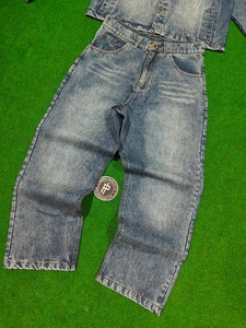 Clothing Manufacturer Custom Outfits <b>Embroidered</b> Denim <b>Jeans</b> Jacket Sets Oversized Heavyweight Denim Pants Sets for Men - Product Image 5