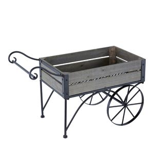 Carrello Portapiante Rustico Nero 24.4x12.6x15.4 per Arredamento da Giardino - Product Image 2
