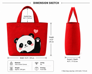 Bolso de mano de lona roja AMANI con estampado de panda lindo para mujer, estilo moderno para viajes y compras, para todas las estaciones - Product Image 2