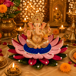 Siège décoratif Ganpati Lotus Aasan pour la Pooja, idéal pour Ganesh Chaturthi, l'Idole de Ganpati, le Mandir, le Temple à Domicile et la Décoration Festive - Product Image 5