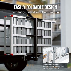 Porte-bagages de remorque en aluminium 48,03'' x 27,87'' avec rampe pliante, panier stabilisateur, extension S 27'', élévation 4'', abaissement 2'' - Product Image 4