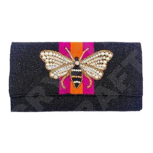 Perle noire abeille personnalisé perlé fête pochette sac de soirée concepteur dames sacs à bandoulière sacs à main de luxe et sacs à main fêtes - Product Image 1
