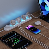 Nouvelle prise de courant standard européenne de conception créative avec 3prises CA 2TYPE-C USB-A 16A courant nominal 360 ° Rotation prise multi-prise