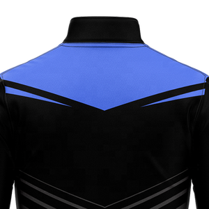 <b>Mens</b> <b>Black</b> Royal Blue Chevron Quarter Zip <b>Sweatshirt</b> Soccer Training Top Football Tracksuit Pullover Long Sleeve 1/4 Zip Top - Product Image 4