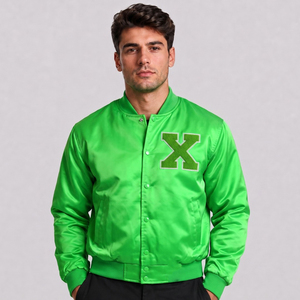 Blouson bomber en satin rouge pour homme, col montant, coupe classique, vêtement décontracté d'automne, matière polyester, fermeture à boutons - Product Image 4