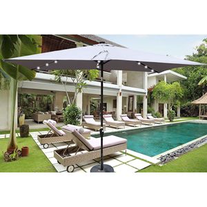 10 X 6.5t Rectangular Patio LED <b>Lighted</b> Outdoor Umbrellas Solar Crank <b>Push</b> Button Tilt Garden Backyard Pool Swimmi - Product Image 2