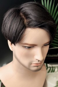 Peluca Completa de Encaje, 100% Cabello Humano Remy Vietnamita, Prótesis Capilar para Hombre, Color Negro, Toupee 130% - Product Image 2