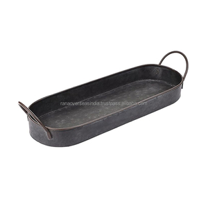 ถาดเสิร์ฟเหล็กชุบสังกะสีพร้อมที่จับใช้สำหรับทำขนมเค้กชากาแฟ - Product Image 3