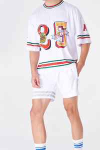 Ensemble T-shirt et short unisexe tendance, nouveau style coupé-cousu, personnalisable pour homme - Product Image 4