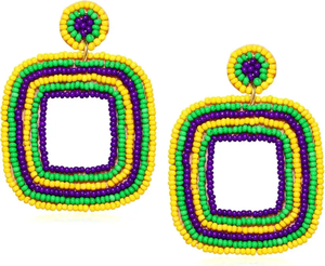 Boucles d'oreilles clous multicolores faites à la main, élégantes, style tribal, pour femme, idéales pour les fêtes, festivals et mariages - Product Image 3