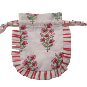 Sac à cordon de serrage Sacs à bijoux personnalisés Pochette imprimée en coton avec tissu à main Impression gratuite Accepter - Product Image 1