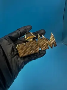 Colgante Personalizado con Iniciales de Moissanita, Letra en Bloque con Incrustaciones de Diamantes, Plata de Ley 925, Joyería Hip Hop de Lujo, Colgante con Nombre Brillante - Product Image 2