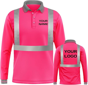Polo de travail haute visibilité à manches longues avec bande réfléchissante et logo personnalisé pour la construction en extérieur et les opérations de sauvetage en plein air - Product Image 2