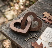 Nouvelle Décoration de Table Artisanale en Bois Double Cœur Style Luxe pour la Saint-Valentin et les Mariages – Qualité Supérieure