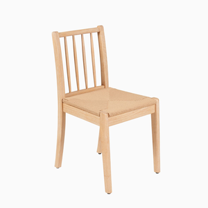 Chaise en bois massif de haute qualité avec dossier en tige, assise en corde de papier naturelle, fabriquée à la main, pour la maison et la salle à manger - Product Image 1