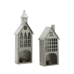 Farol de hojalata hecho a mano, portavelas de metal único estilo casa de zinc, soporte para velas de té para decoración navideña y exhibición en ventanas - Product Image 6