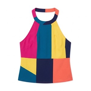Débardeur en jean uni pour femme, col halter, sans manches, avec cordon de serrage, coupe courte, pour l'été, tenue décontractée - Product Image 5