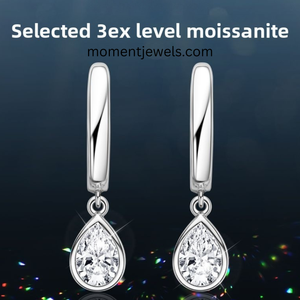 Elegant S925 <b>Silver</b> Moissanite <b>Drop</b> <b>Earrings</b> Sparkling Round Cut Droplet <b>Earrings</b> for Women Fashion Accessories - Product Image 3