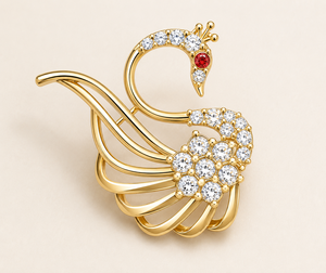 Broches de Cisne de Plata de Ley 925, Hechos a Mano con Piedras Preciosas, Broche Delicado de Animal Unisex, Joyería Chapada en Oro - Product Image 5