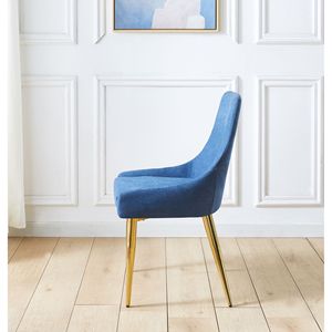 Aspetto classico tessuto sedie da pranzo Set di 2 sedie accento senza braccia con acciaio inox imbottito per il Comfort - Product Image 3