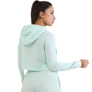 Sudadera Corta Informal de Invierno para Mujer, Diseño Nuevo, Venta al por Mayor, Logotipo OEM Personalizado, Talla Grande, Forro Polar, Sudadera Corta con Capucha - Product Image 2