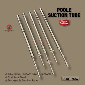 Tube d'aspiration Poole à usage unique, 23 cm, en acier inoxydable, instrument chirurgical jetable pour l'élimination des fluides et du sang - Product Image 2