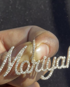 Colliers pendentifs avec nom en écriture cursive, en argent 925, breloques initiales serties de pierres, bijoux HipHop tendance pour cadeaux - Product Image 1