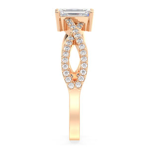 Bague de fiançailles REYES, design original, moissanite taille émeraude 0,5 carat, en argent sterling 925, bijoux de luxe exclusifs de créateur - Product Image 4