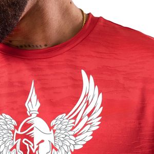 T-shirt de sport pour homme rouge Space Dye, col rond, manches courtes, pour entraînement, gym, course à pied, tenue décontractée - Product Image 6