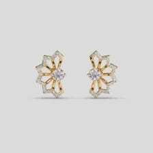 1.00CT Floral Diamond <b>Stud</b> Earrings, 14K Gold Flower Earrings, Round Center Stone Earrings, Elegant Wedding Jewelry, Gift for He - Product Image 5
