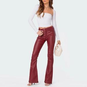 Pantalones de Cuero para Mujer, Corte Recto, Ajuste Clásico, Pantalones de Cuero Genuino para Uso Casual y de Oficina, Pantalones de Piel de Cordero Suave para Mujer - Product Image 4