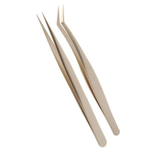 Ensemble de 2 pinces à cils de haute qualité, poignée confortable, en acier inoxydable, pointe en fibre, pour extensions de cils - Product Image 1
