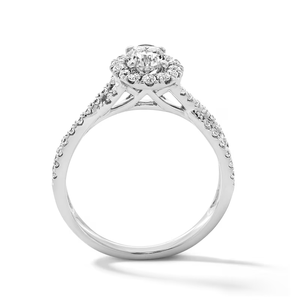 Anillo de compromiso SGARIT personalizado de oro de 14K con diamante de corte ovalado, diseño clásico de halo para mujer, diamantes cultivados en laboratorio con certificación IGI, color VVS D. - Product Image 3