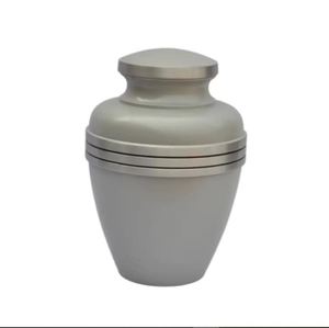 Metal Adult Cremation Urn Silver Finish <b>Memorial</b> <b>Keepsake</b> Tabletop Ash Crematory Urn Band Human Ashes 220 Cubic Inch Capacity - Product Image 1