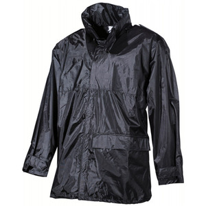 Men's <b>Black</b> Hooded Waterproof Windbreaker <b>Jacket</b> Casual Zipper Closure Canvas Shell Stand Collar Eco-Friendly Front Winter Wear - Product Image 6