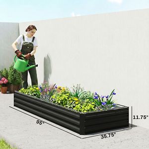 Fioriere Verticali Quadrate Nere Zincate da 36" X 12" per Coltivare Fiori, Erbe e Piante Grasse - Product Image 3