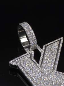 Pendentif lettre initiale K personnalisé, diamant de laboratoire VVS, dos massif en argent 925, breloque alphabet bloc entièrement sertie, bijoux hip-hop - Product Image 5