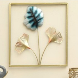 Décoration murale en métal au design magnifique, feuille métallique, forme rectangulaire, motif floral, art mural pour salon, décoration pour la maison - Product Image 2