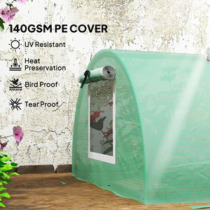 Mini Serra Portatile 3x1x0,6m con 5 Finestre a Rete, Copertura in PE, Telaio in Metallo e Materiale PVC Resistente - Product Image 4