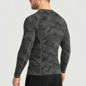 T-shirt de compression camouflage pour homme, col rond, coupe ajustée, pour le yoga, le sport, le fitness et l'entraînement, haut de protection anti-UV - Product Image 6