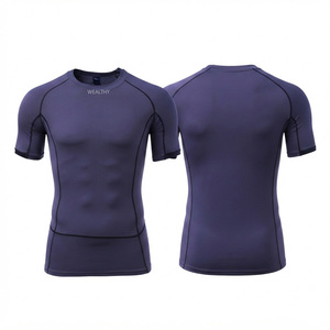 Men Fitted Full Sleeve <b>Compression</b> <b>Shirt</b> V-neck Solid Color Moisture Wicking Polyester Sports Jersey All Seasons Custom Brand - Product Image 1