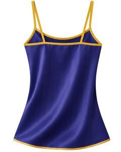 Navy Blue Yellow Satin Women Pajama Set Silk Sleepwear <b>Spaghetti</b> <b>Strap</b> Cami And Shorts Soft Luxury Nightwear Summer Lounge Set - Product Image 4