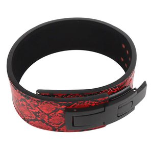 Adjustable Waist Support <b>Belt</b> Red <b>Snake</b> Print Artificial Leather Buckle Closure Weight Lifting Unisex Fitness Safety - Product Image 4
