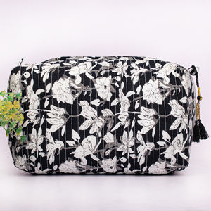 Juego de Bolsas de Maquillaje de Lujo con Estampado Floral Acolchado de Algodón Ecológico para Mujer, Bolsa Organizadora de Cosméticos para Viaje, Promocional y de Marca - Product Image 3