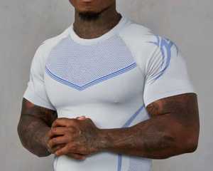 Camiseta de Punto de Manga Corta para Hombre, Cuello Redondo, Color Sólido, Secado Rápido, Corte Ajustado, Estilo Deportivo, 100% Algodón, Logotipo Frontal, Alta Elasticidad - Product Image 4