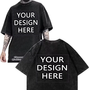 Custom Printed Chest Logo Personalized Front Silk Screen Printed Turtleneck Men's Washed Aged 100% Cotton T-Shirt Digital - Product Image 1